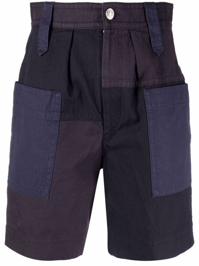 Shop Isabel Marant Étoile Patchwork Fitted Shorts In Blue