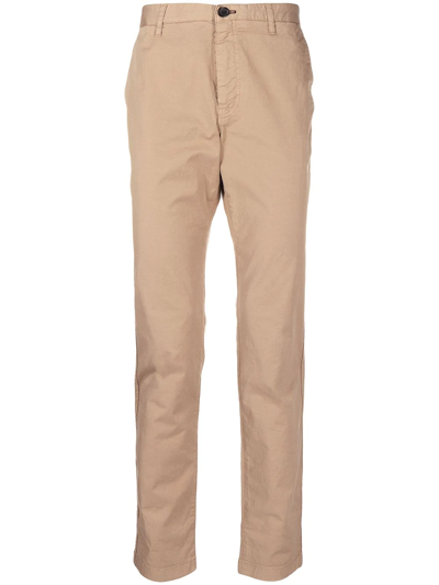 Shop Ps By Paul Smith Mid-rise Slim-fit Chinos In Brown