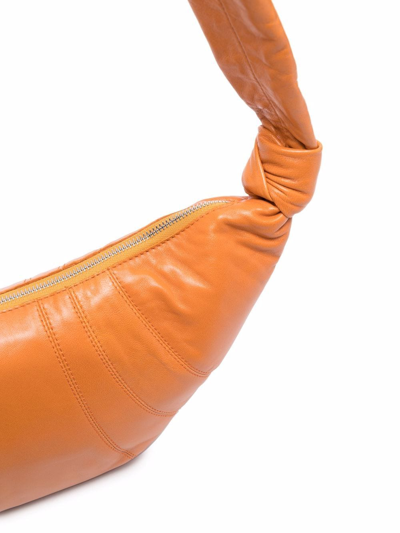 Shop Lemaire Croissant Leather Shoulder Bag In Orange