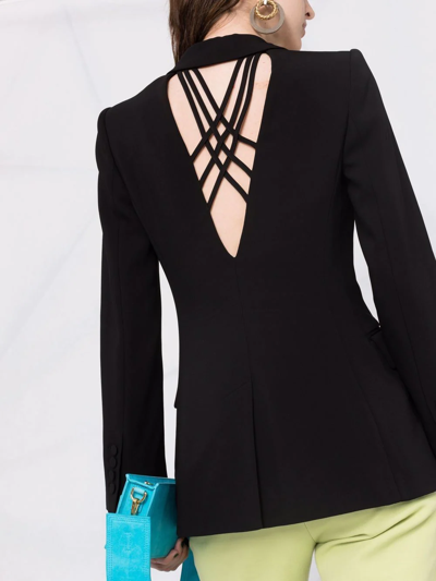 Shop Alberta Ferretti Strappy-back Double-breasted Blazer In Black