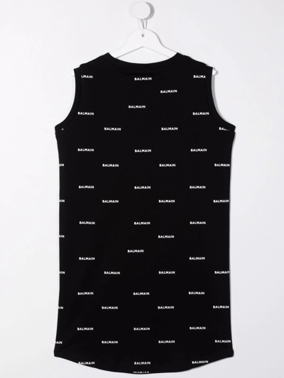 Shop Balmain All-over Logo-print Tank Dress In Black