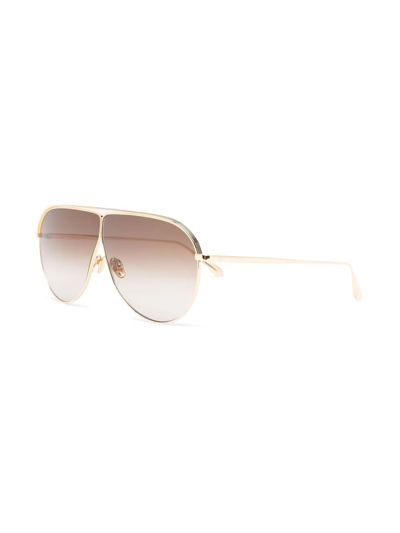 Shop Linda Farrow Hura Pilot Frame Sunglasses In Gold