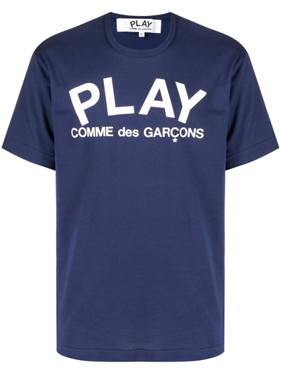 Shop Comme Des Garçons Play Logo-print Short-sleeve T-shirt In Blue