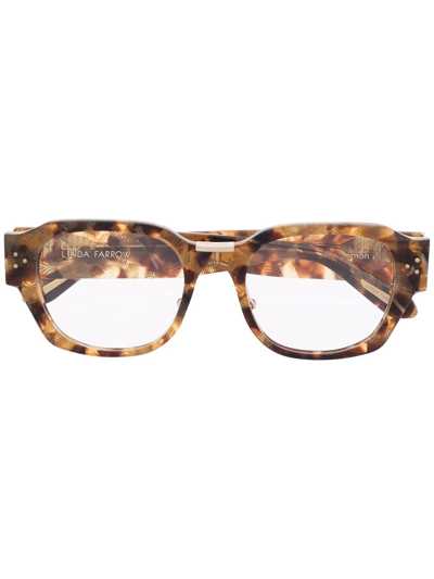 Shop Linda Farrow Tortoiseshell Square-frame Glasses In Brown