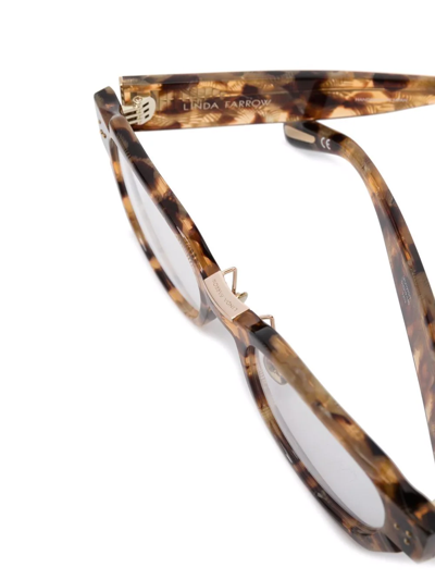 Shop Linda Farrow Tortoiseshell Square-frame Glasses In Brown