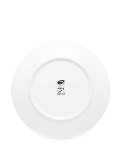 Fornasetti Graphic Porcelain Plate In Black