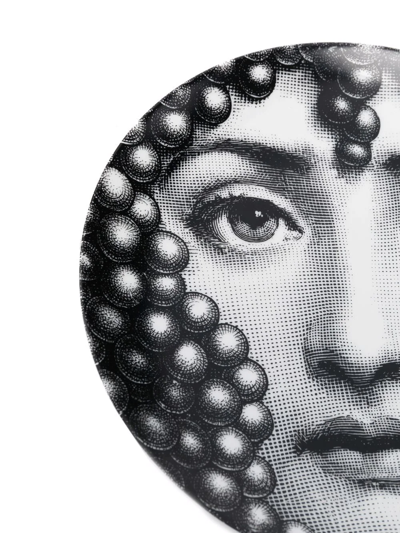 Fornasetti Graphic Porcelain Plate In Black