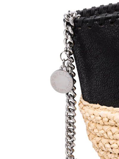 Shop Stella Mccartney Raffia Detailing Chain-link Crossbody Bag In Black
