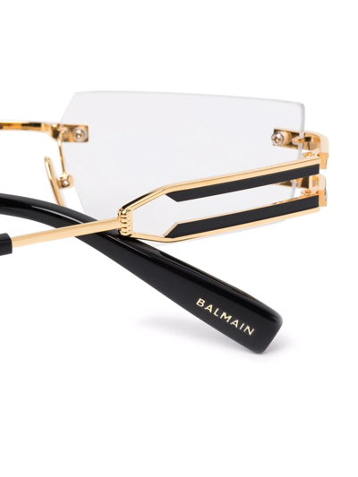 Balmain Rectangular-frame Rimçesss Glasses In Gold