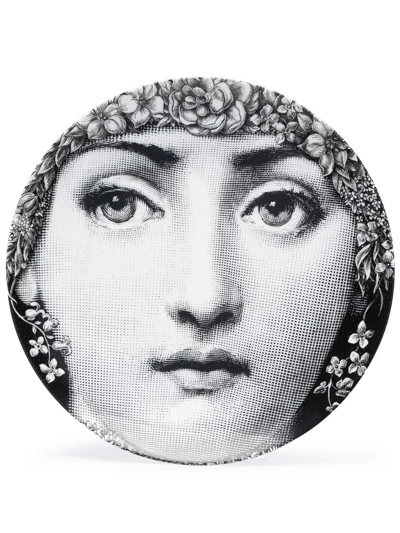 Shop Fornasetti Graphic Porcelain Plate In Black