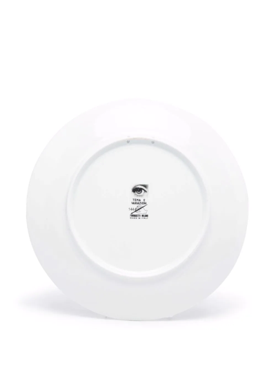 Fornasetti Graphic Porcelain Plate In Black