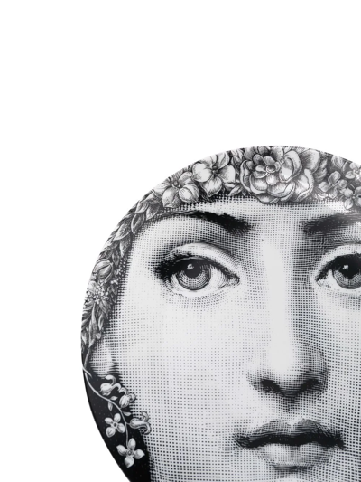 Fornasetti Graphic Porcelain Plate In Black