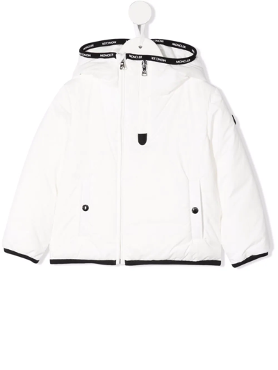 Shop Moncler Zipped Hooded Jacket In White