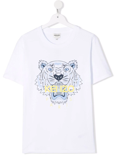 Shop Kenzo Tiger Logo Print T-shirt In White