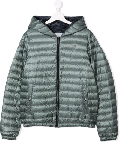 Shop Herno Feather Down Hooded Jacket In Green