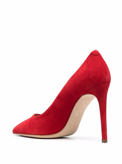 Shop Ferragamo Pointed 110mm Suede Pumps In Red