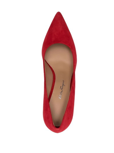 Shop Ferragamo Pointed 110mm Suede Pumps In Red