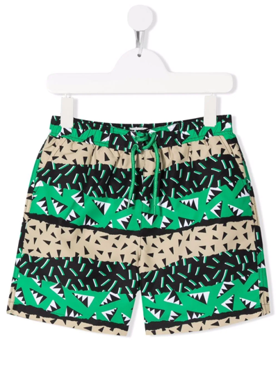 Shop Stella Mccartney Geometric Drawstring Shorts In Green