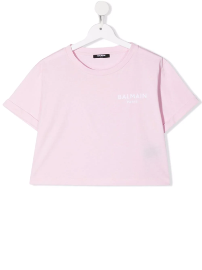 Shop Balmain Chest Logo-print T-shirt In Pink