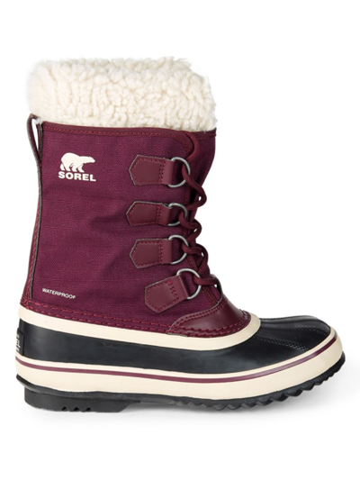 Shop Sorel Women's Winter Carnival Waterproof Faux Fur-lined Boots In Plum