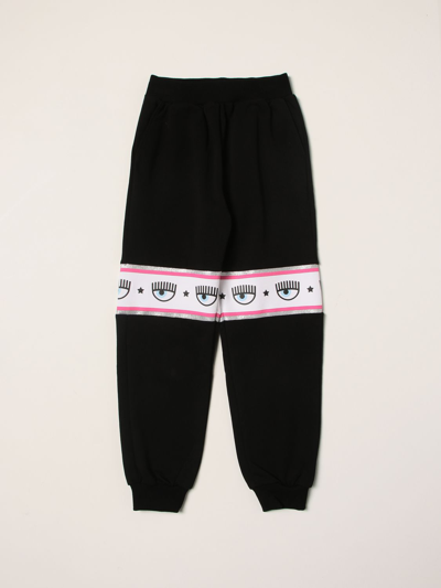 Shop Chiara Ferragni Jogging Pants With Eyes Flirting All Over Bands In Black