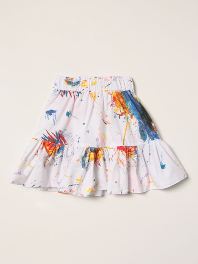 Shop Msgm Wide Skirt With Paint Splash Print In Multicolor