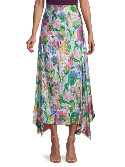 Shop Tanya Taylor Women's Erin Silk Blend Handkerchief Skirt In Fan Floral