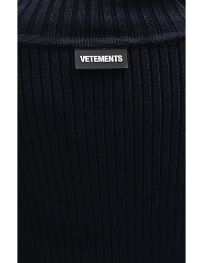 Shop Vetements Wool Zipped Cardigan In Navy Blue