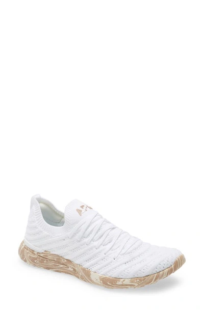Apl Athletic Propulsion Labs Techloom Wave Hybrid Running Shoe In White / Black / Marble