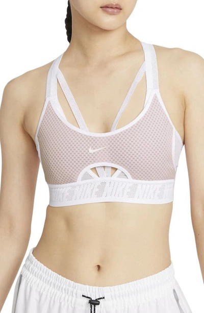 Dri-fit Indy Ultrabreathe Women's Light-support Padded Strappy Sports Bra  In Regal Pink,white,white,white