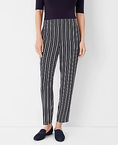Shop Ann Taylor The Striped Easy Ankle Pant In Night Sky