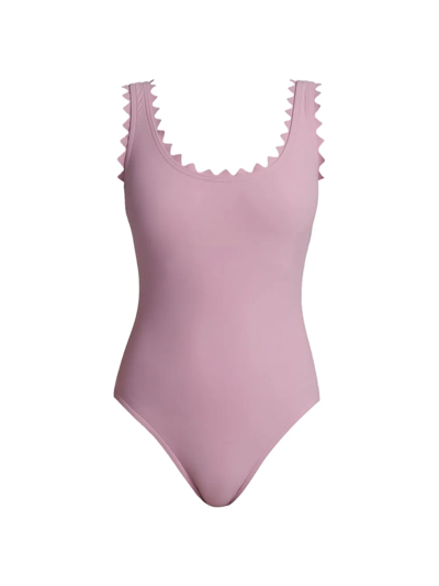 Shop Karla Colletto Swim Women's Ines Scallop-neck One-piece Swimsuit In Dusty Pink