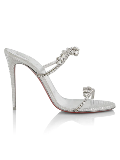 Shop Christian Louboutin Women's Just Queen 100 Embellished Sandals In Silver