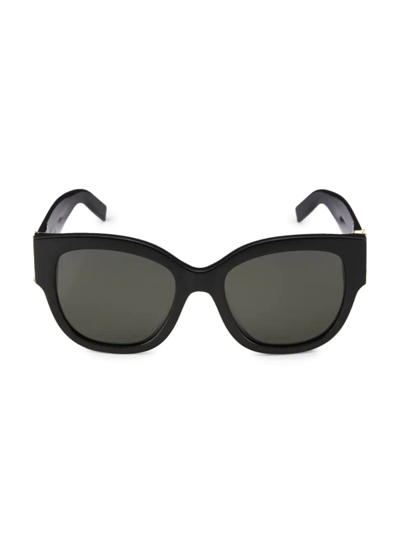 Shop Saint Laurent Women's Monogram Acetate 56mm Cat Eye Sunglasses In Black