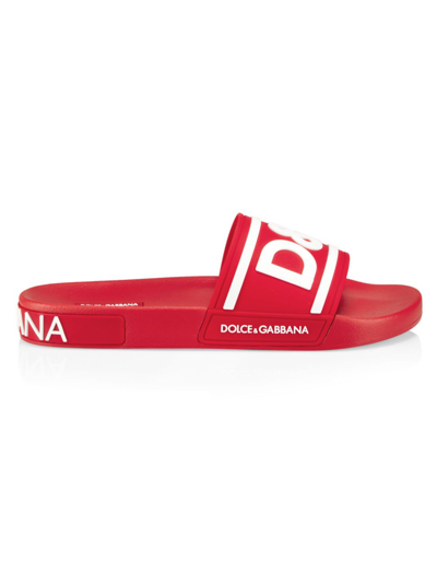 Shop Dolce & Gabbana Men's Portofino Drip Pool Slide Sandals In Red
