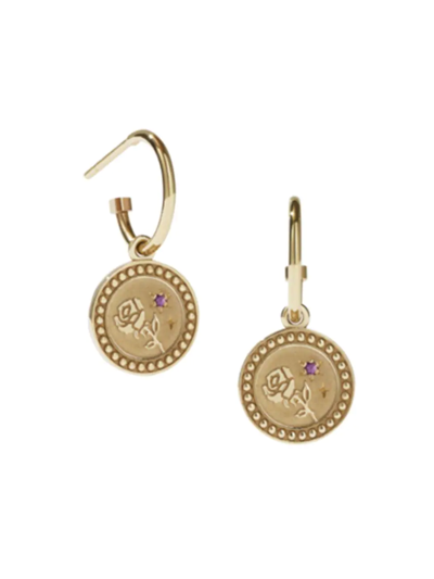 Shop Meadowlark Women's Gloria Amulet Love 9k Gold-plated & Sapphire Hoop Earrings