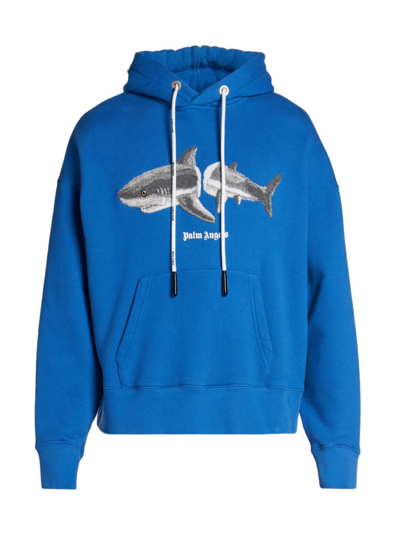 Shop Palm Angels Shark Oversized Hoodie In Blue Grey