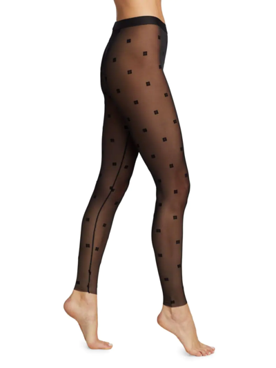 Shop Givenchy Women's Sheer Jacquard Logo Tights In Black