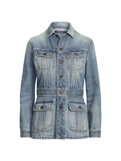 Shop Ralph Lauren Women's Bacall Denim Field Jacket In Rl Worn Indigo