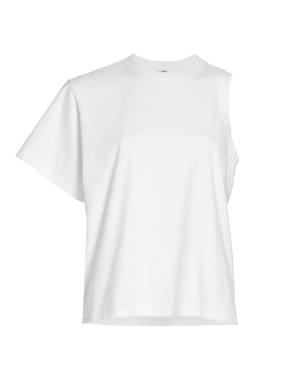 Shop Agolde Women's Della Asymmetric Cotton T-shirt In White