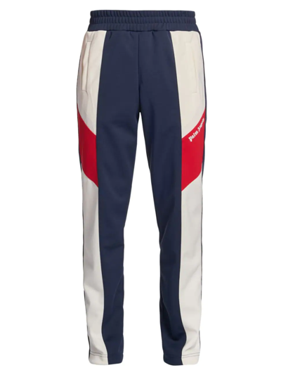Shop Palm Angels Slim Colorblock Track Pants In Navy Blue White