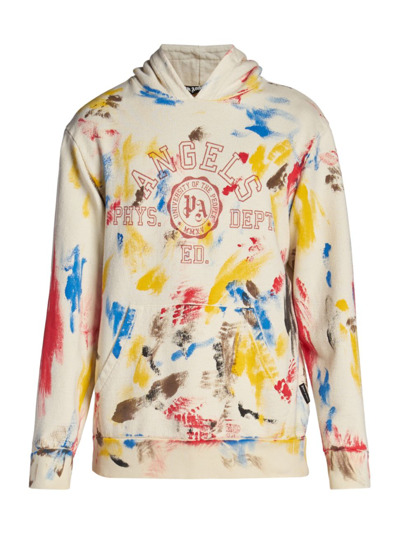 Shop Palm Angels Painted College Hoodie In Off White Red