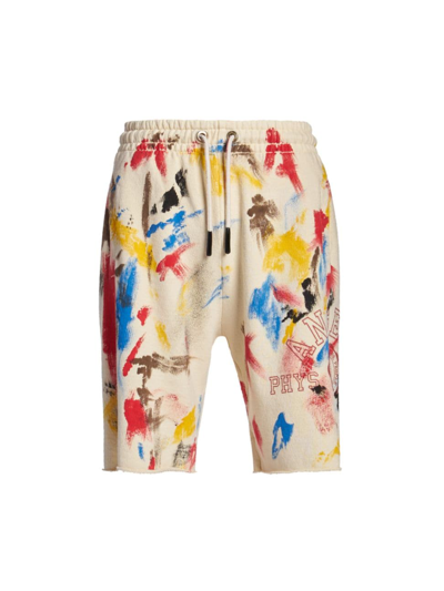 Shop Palm Angels Painted College Sweatshorts In Off White Red