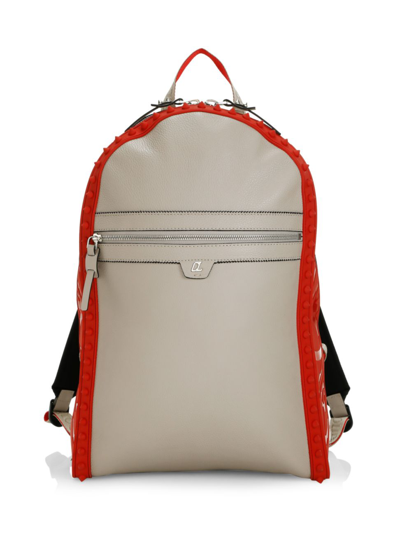 Shop Christian Louboutin Backparis Leather Spike Backpack In Sasso Loubi