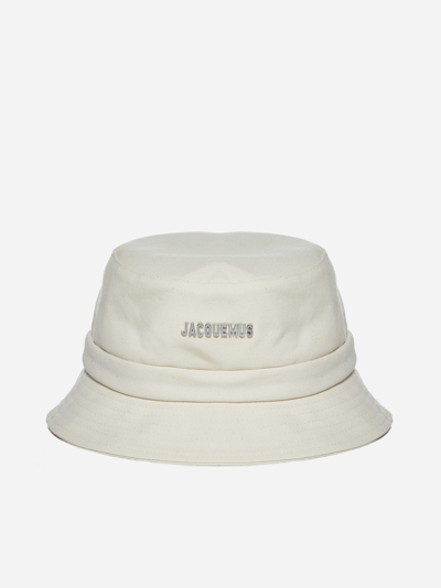 Shop Jacquemus Le Gadjo Canvas Bucket Hat In White