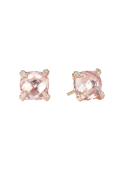 Shop David Yurman 'chatelaine' Diamond Morganite 18k Rose Gold Stud Earrings