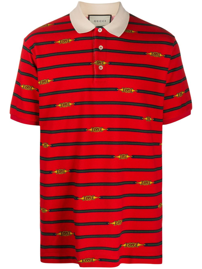 Shop Gucci Horsebit Logo Polo Shirt In Red