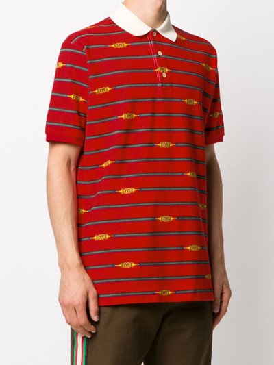 Shop Gucci Horsebit Logo Polo Shirt In Red