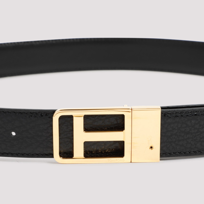 Shop Tom Ford Leather Reversible Framed Belt In Black