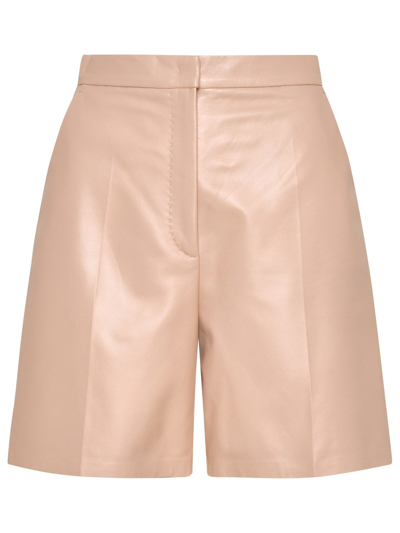 Shop Max Mara Powder Pink Nappa Leather Lacuna Shorts